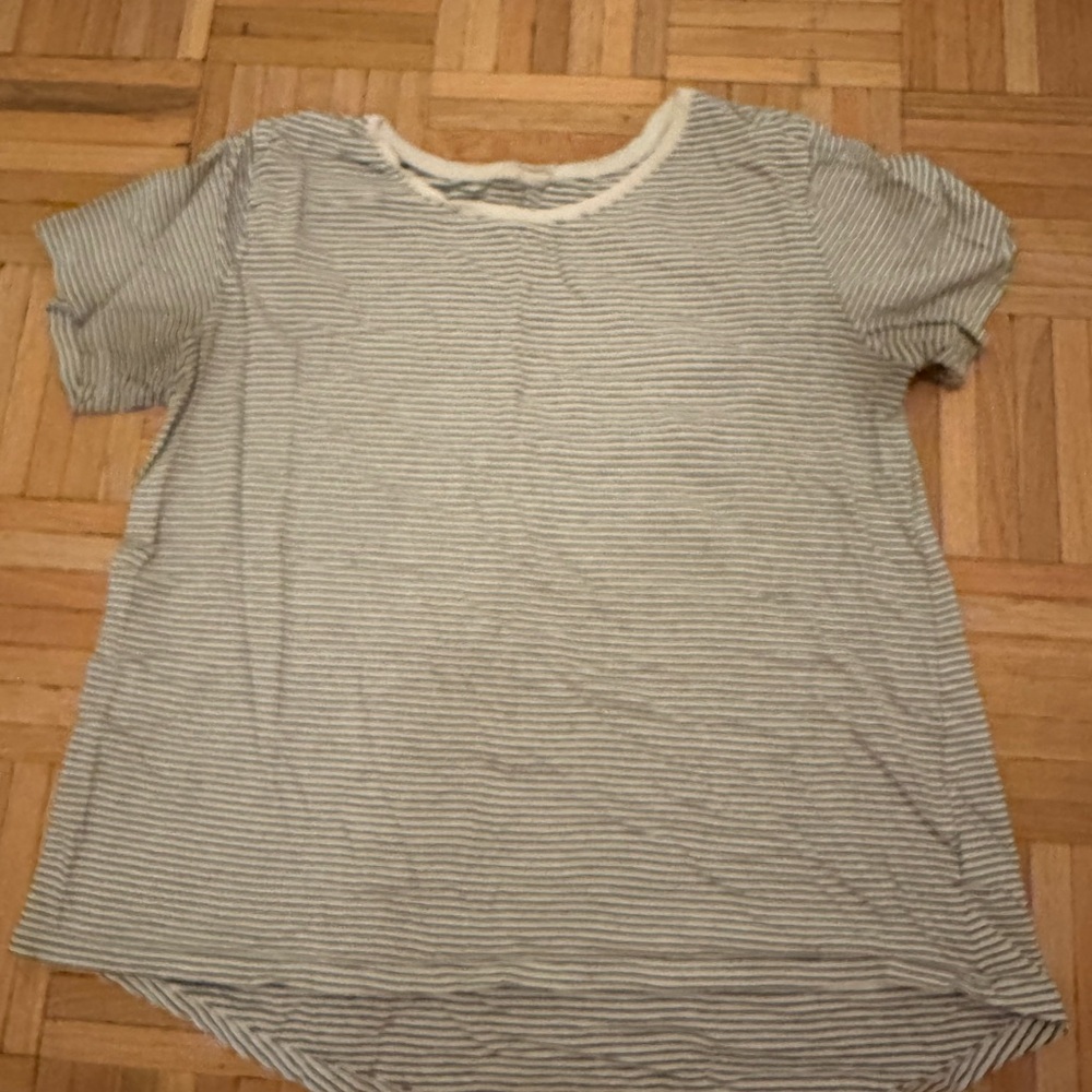 Double Zero Light Blue and White Striped Short-Sleeve Tee